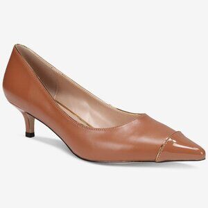 150$ THINGS II COME Jacey Luxurious Pointed-Toe Kitten Heel Pumps Size 8.5 Brown